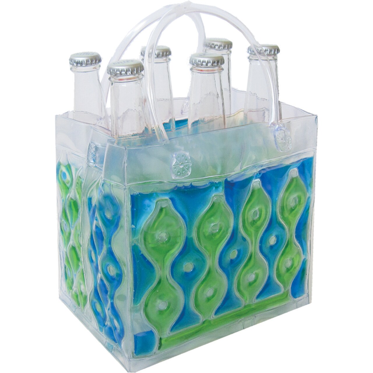 GC Home & Garden Green and Blue Geometric Pattern Insulated 6 Bottle Drink Chiller Bag